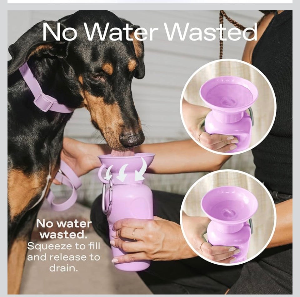 Dog Water Bottle | Portable Travel Water Bottle Dispenser For Dogs - As Seen on Shark Tank | Patented, Leak-Proof Bottles Fill Bowl With Water - Ideal for Walking | BPA-Free